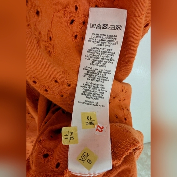 NWT ASOS Orange Midi Eyelet Dress Sz 2 - Picture 6 of 10